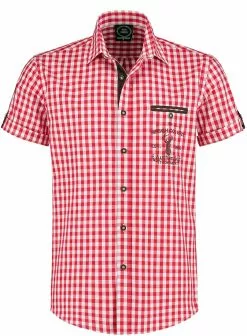 Overig Trachtenhemd Rood/Wit Korte Mouw (55% Katoen)