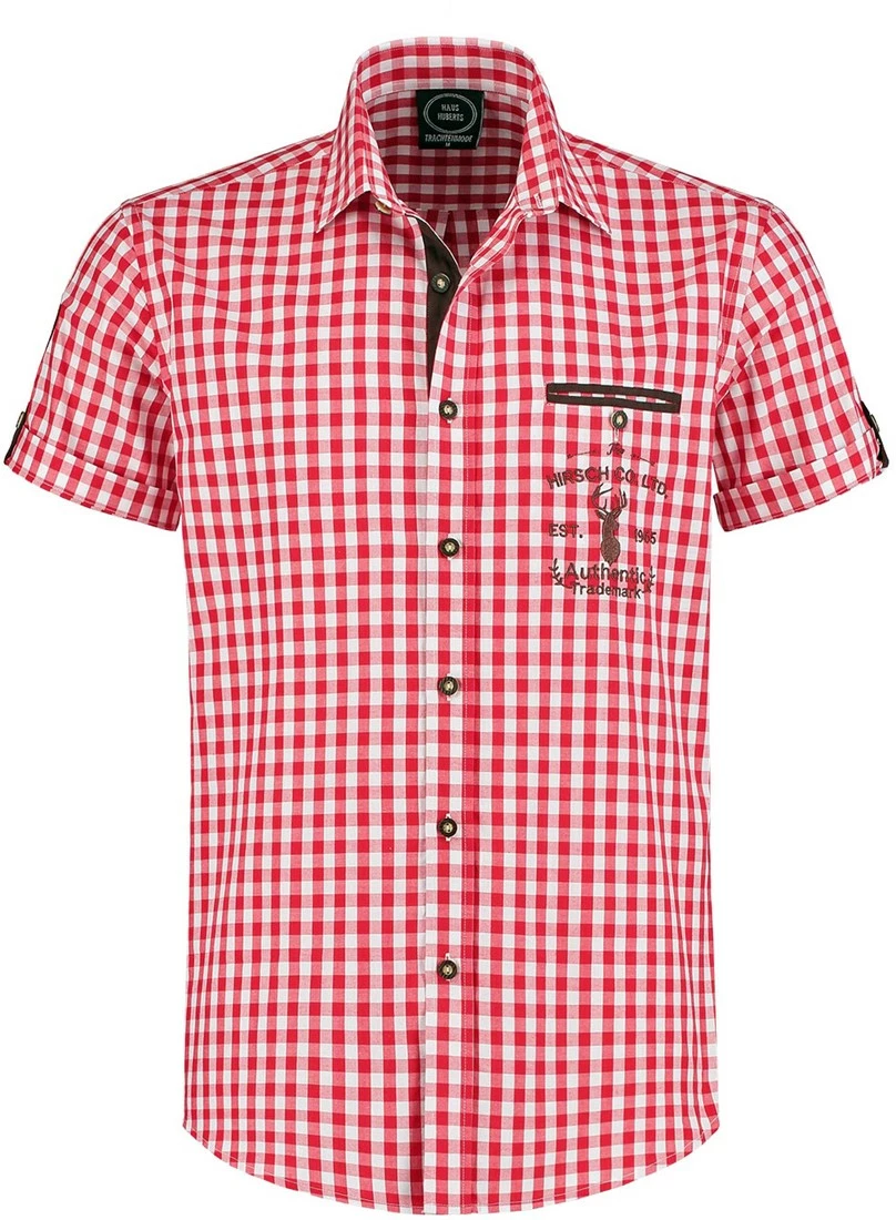 Overig Trachtenhemd Rood/Wit Korte Mouw (55% Katoen) 1 Overig Trachtenhemd Rood/Wit Korte Mouw (55% Katoen)