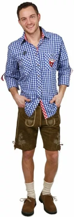 Overig Trachtenhemd Slim-Fit Blauw/Rood Luxe